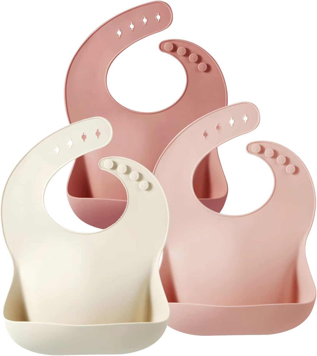 Silicone Baby Bib Set with Catch Pocket (3-Pack)