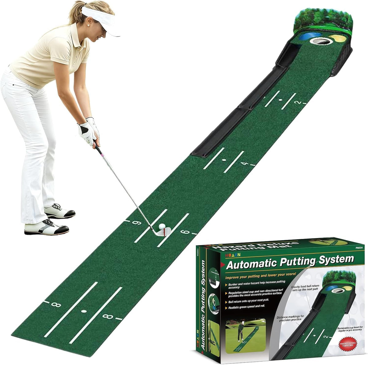 Golf Putting Mat with Auto Ball Return